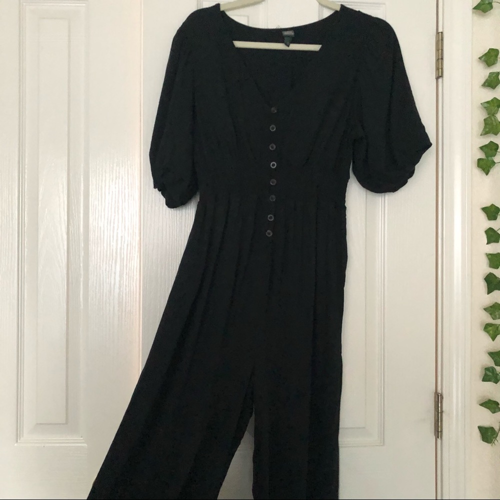 Wild Fable Black Wide Leg Puff Sleeve Jumpsuit